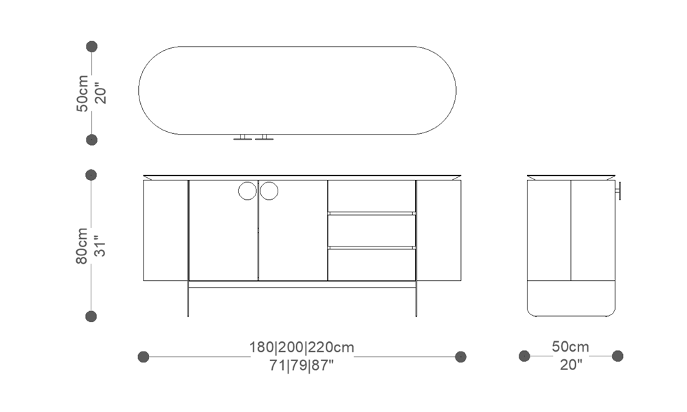 Image of the main dimensions of the product